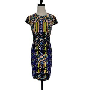 Peter Pilotto Women's Abstract Art Deco Print Sheath Dress Multi Colored 6 S